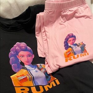 Rumi Graphic Kids  k-pop Set - Pink and Black